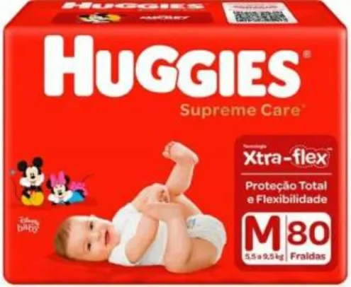 Kit 2 Fralda Huggies Supreme Care M 80 Unidades | R$78
