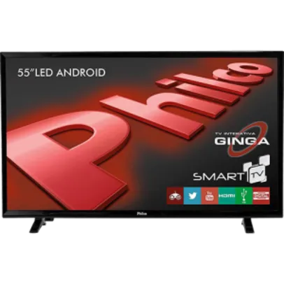 TV LED 55" Philco PH55E20DSGWA Full HD com Função Smart Conversor Digital 3 HDMI 2 USB Wi-Fi Android - Preta R$2257,19