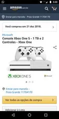 Console Xbox One S - 1 TB e 2 Controles - Xbox One - R$1580