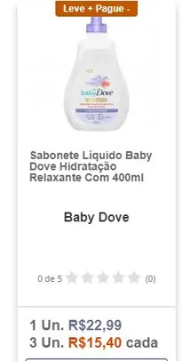 Sabonete Líquido Baby Dove Hidratação Relaxante com 400ml