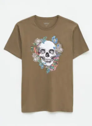 Camiseta Caveira Com Flores | R$30