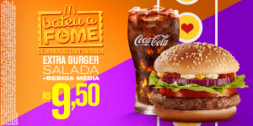 Extra Burger Salad + Bebida Média por R$ 10