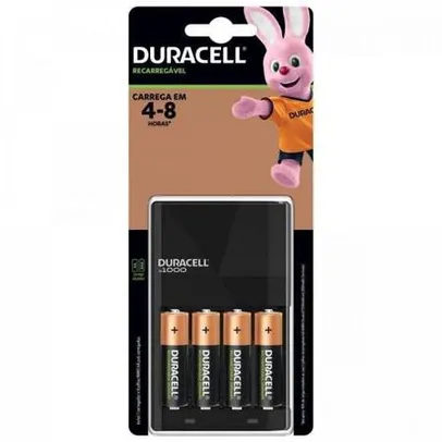 Carregador de pilhas aa/aaa duracell cef14br4 + 4 pilhas aa - desligamento automatico