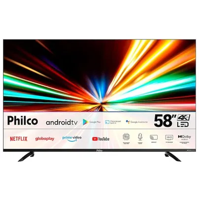 Smart TV LED 58 4K Philco PTV58G10AG11SK Android TV, Dolby Audio, HDR e Processador Quad-core