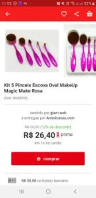 Kit 5 pincéis oval para maquiagem