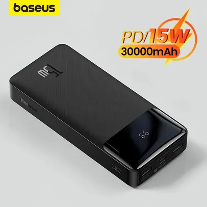 Baseus - Carregador Portátil 15w, Bateria Externa, Powerbank 30000mAh