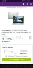 Notebook Dell Inspiron Ultrafino I15-7580-u30s 8ª Geração Intel Core I7 8gb 256gb Ssd Placa De Vídeo Fhd 15.6" Linux Mcafee - R$4082