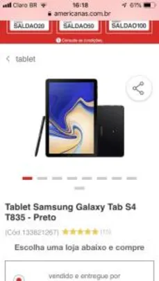 Tablet Samsung Galaxy Tab S4 T835 - Preto - R$2399