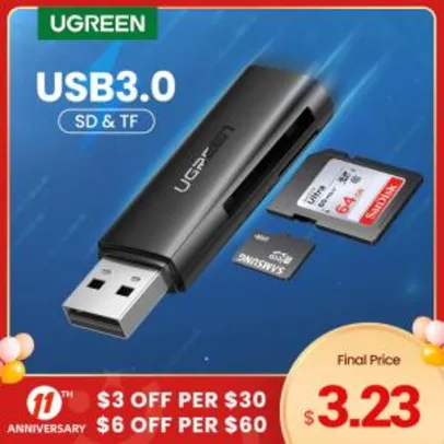 Leitor de Cartão Micro SD Ugreen USB 3.0 | R$20