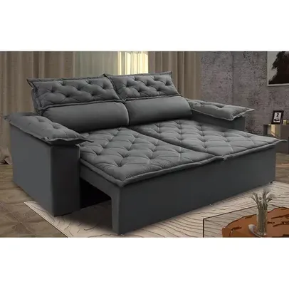 Sofá 3 Lugares Retrátil e Reclinável Cama inBox Compact 1,80m Velusoft Cinza - Cinza