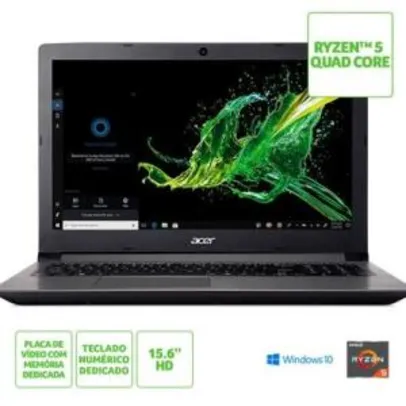 (R$450,00 AME+CARTÃO AMERICANAS) Notebook Acer Aspire A315-41G-R87Z AMD Ryzen 5 8GB (AMD Radeon 535 com 2GB) 1TB LED 15,6" W10 Preto