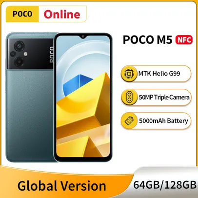 Smartphone POCO M5 Mobile Phone Helio G99 NFC 50MP Triple Cameras 90Hz DotDro