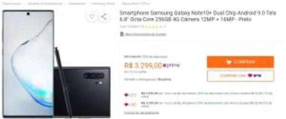 Smartphone Samsung Galaxy Note10+ 256GB | R$ 3.299
