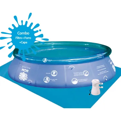 Piscina Inflável Redonda Mor Splash Fun, 7800 Litros, com Filtro, Capa e Forro - 220 Volts