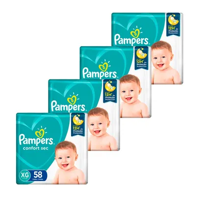 Kit de Fraldas Pampers XG Confort Sec Super - 232 Unidades Sai 0,95 a tira 