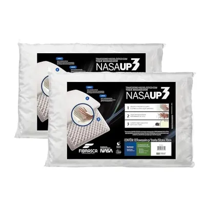 (Prime)Kit 2 peças Travesseiro Nasa Up 3, para fronhas 50x70 cm, Fibrasca