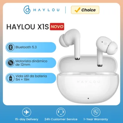 [R$ 79 MOEDAS/GPAY/TAXA INCLUSA] 2 UNIDADES Fone de Ouvido Bluetooth HAYLOU X1S TWS, Bluetooth 5.3, 10mm Driver Dinâmico, Cancelamento de Ruído