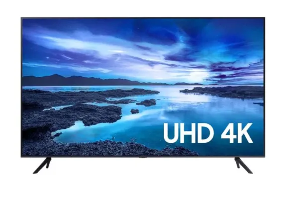 Smart TV Samsung 70" UHD Processador Crystal 4K 70AU7700 Tela Sem Limites Visual Livre de Cabos