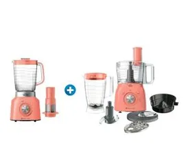 Multiprocessador de Alimentos Philips Walita - Coral + Liquidificador 5 Velocidades 110V