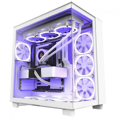 Gabinete Gamer NZXT H9 Flow, Mid Tower, Vidro Temperado, White, ATX, Sem Fonte, Com 4 Fans