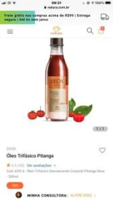 Óleo Trifásico Pitanga Ekos 200ml | R$27