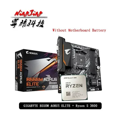 Aorus - Kit de placa-mãe Elite AM4, AMD Ryzen 5 3600 R5 CPU + GA B550M | R$1650