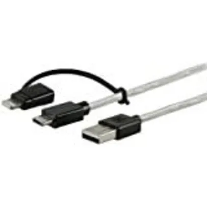 Cabo Micro USB com Adaptador Conector Lightning Pro GE | R$40