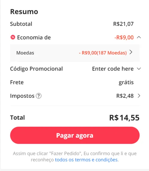 Imagem na descrição da promoção