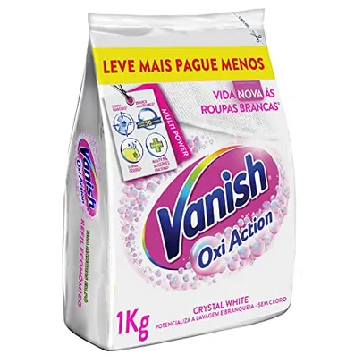 Tira Manchas Em Pó Crystal White Oxi Action Refil Econômico para roupas brancas, Vanish, 1 Kg