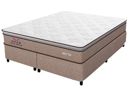 Cama Box Queen (Box + Colchão) Plumatex - Mola 65cm de Altura Ópus