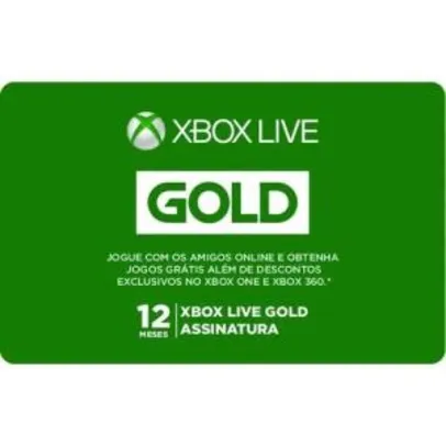 [APP] Gift Card Digital Xbox Live 12 Meses R$180