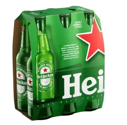 Cerveja Heineken Premium Puro Malte Lager - Pilsen 6 Garrafas Long Neck 330ml