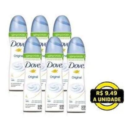 [Extra] Desodorante Antitranspirante Aerosol Dove Original 85ml - 6 Unidades por R$ 51