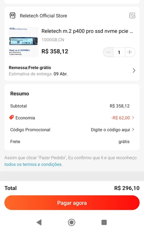 Imagem na descrição da promoção