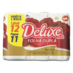 [ REGIONAL | R$ 0,80 CADA ROLO ] Papel Higiênico Folha Dupla Neutro Deluxe Ultra 20 m Pacote Leve 12 Pague 11 Unidades