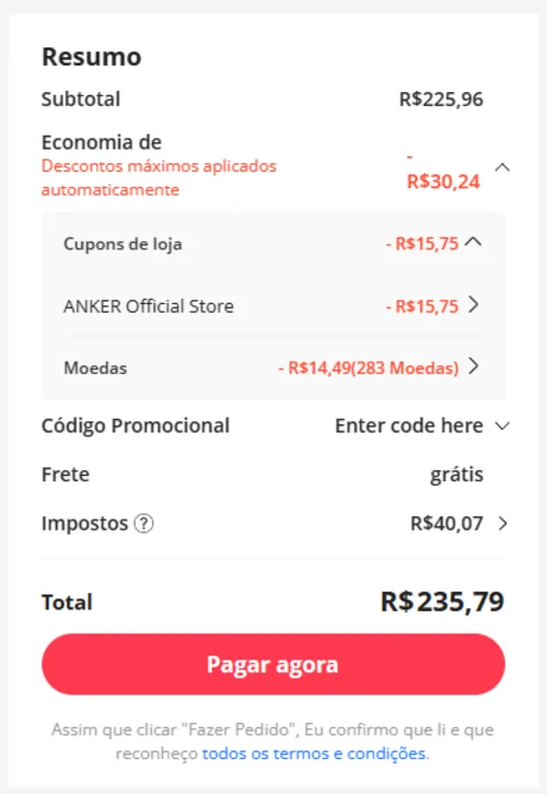 Imagem na descrição da promoção