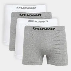 Kit Cuecas Boxer Duomo Sem Costura Algodão 4 Peças - Preto e Branco | R$49