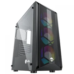 Gabinete Gamer Ninja Folha, RGB, Mid Tower, Vidro Temperado, ATX, Sem Fonte, Com 3 Fans 