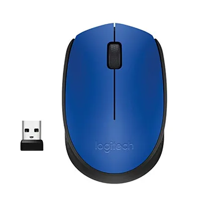 Mouse sem fio Logitech M170 com Design Ambidestro Compacto, Conexão USB e Pilha Inclusa - Azul