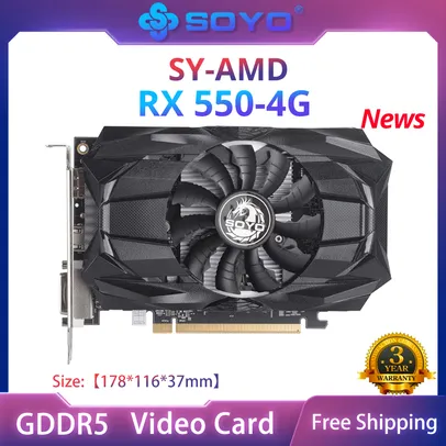 (1ª compra)Soyo Completo Novo Amd Gpu Radeon Rx 550 4g Gddr5 14nm