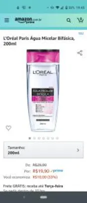 [Prime] L'Oréal Paris Água Micelar Bifásica, 200ml | R$ 20