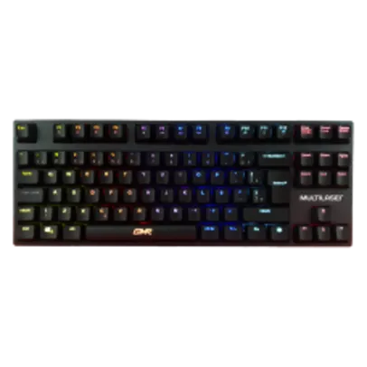 Teclado Gamer Mecânico Multilaser GK-510 TKL, LED Rainbow, Switch Blue, ABNT2, Black, TC258