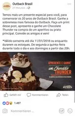 Sobremesa grátis na compra de um aperitivo ou prato principal