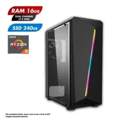 PC Gamer AMD Ryzen 5 3400G 16GB Dual Channel SSD 240GB Fonte 500W | R$2573