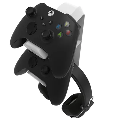 [🇧🇷] Suporte de Parede Compatível Com HeadSet e 2 Controles do Xbox ou PlayStation (Branco) 