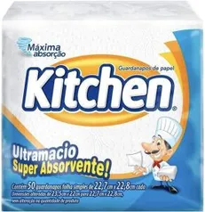 10 unidades Guardanapos de papel Kitchen, Folha Simples, 50 unidades de 22,27x22,8 cm R$10