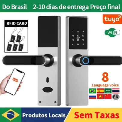 Fechadura Inteligente Wifi com Impressão Digital Prata