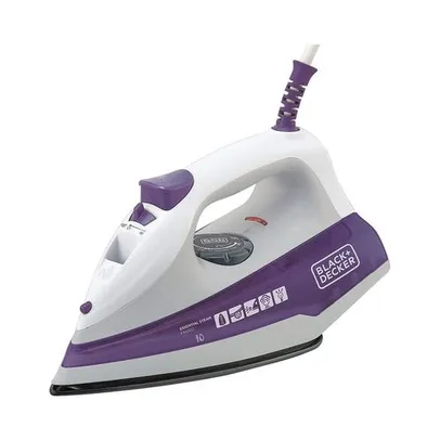 [Selecionados] Ferro de Passar BLACK+DECKER FX1000 à Vapor Branco e Roxo 1200W 