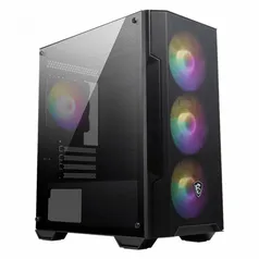 Gabinete Gamer MSI MAG Forge M100A, Mid Tower, Vidro Temperado, Black, Sem Fonte, Com 4 Fans