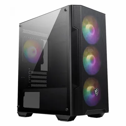 Gabinete Gamer MSI MAG Forge M100A, Mid Tower, Vidro Temperado, Black, Sem Fonte, Com 4 Fans